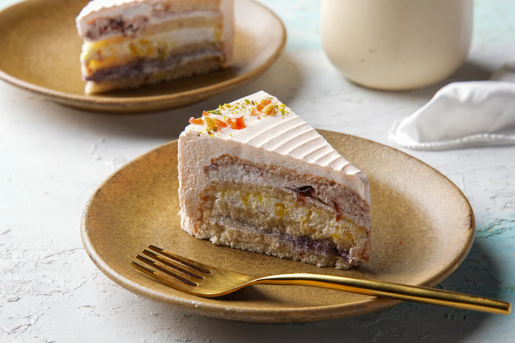 Cassata Pastry colorful creamy layered cake slice