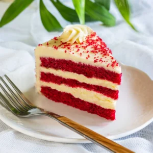 Red Velvet Pastry soft creamy red cake slice