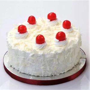 White Forest Cake creamy white chocolate cake with cherry topping